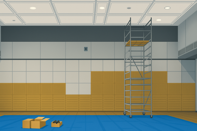 ホール 舞台照明、スピーカーや制御装置、操作卓の設置